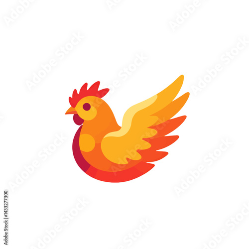 Cartoon_Chicken_Illustration_Orange_Yellow_Hen_Poultry_Farm