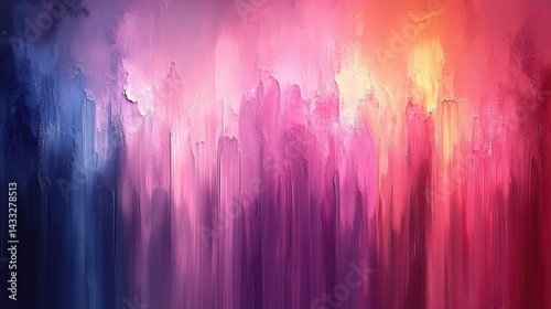 Textured strokes of vibrant color cascade in a gradient of blue,