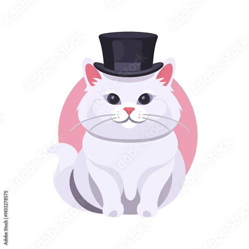Cat-with-Top-Hat_Cute-White-Cat_Cartoon-Cat_Funny-Cat