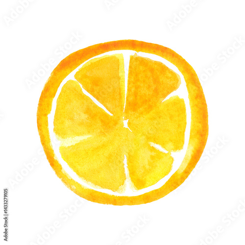 Obraz na płótnie Watercolor lemon circle isolated on white background. Summer fruit decor element. w salonie