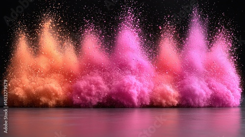 Abstract Pink and Orange Powder Explosion