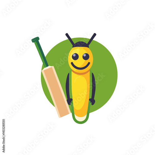 Cricket_Bee_Cartoon_Sports_Illustration_Vector_Graphic photo