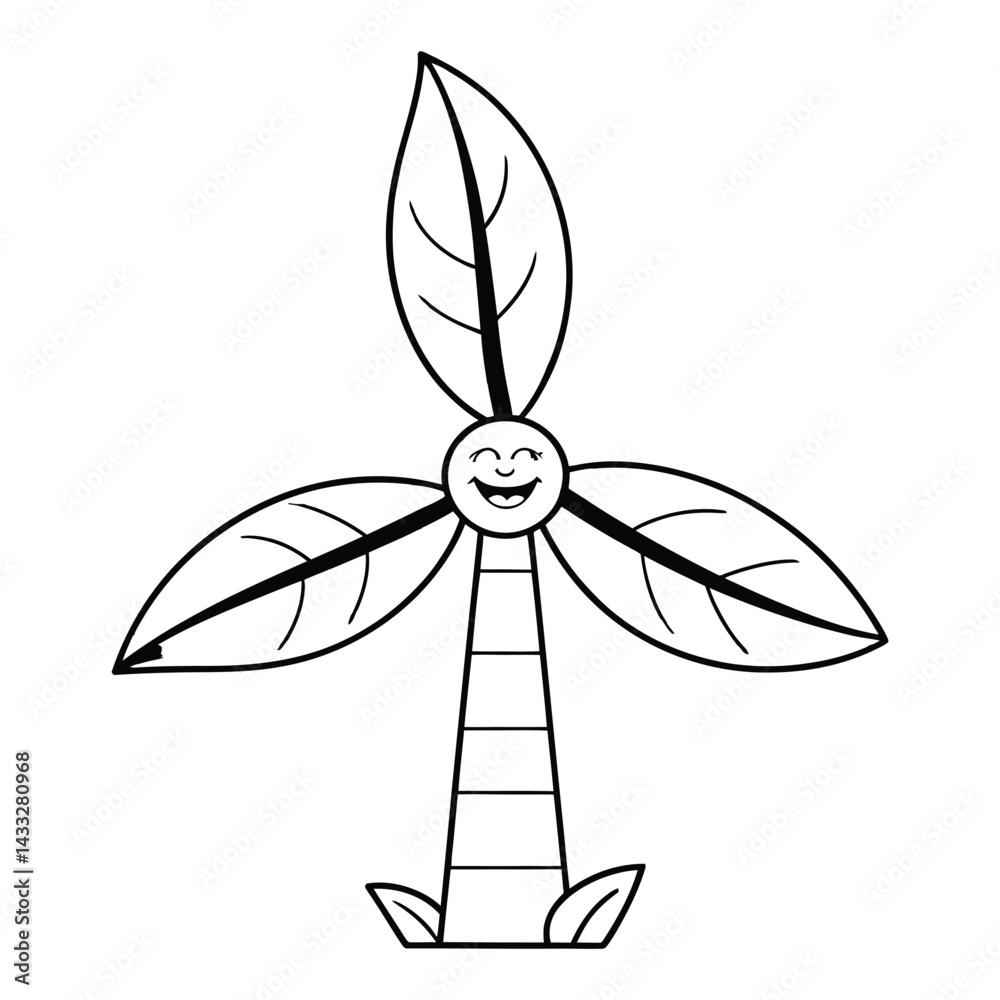 Naklejka premium Eco Energy Doodle funny, Silhouette, Vector, Icon, Logo, White Background.