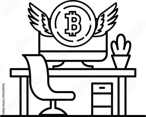 computer monitor with a large B on it and a pair of wings above it