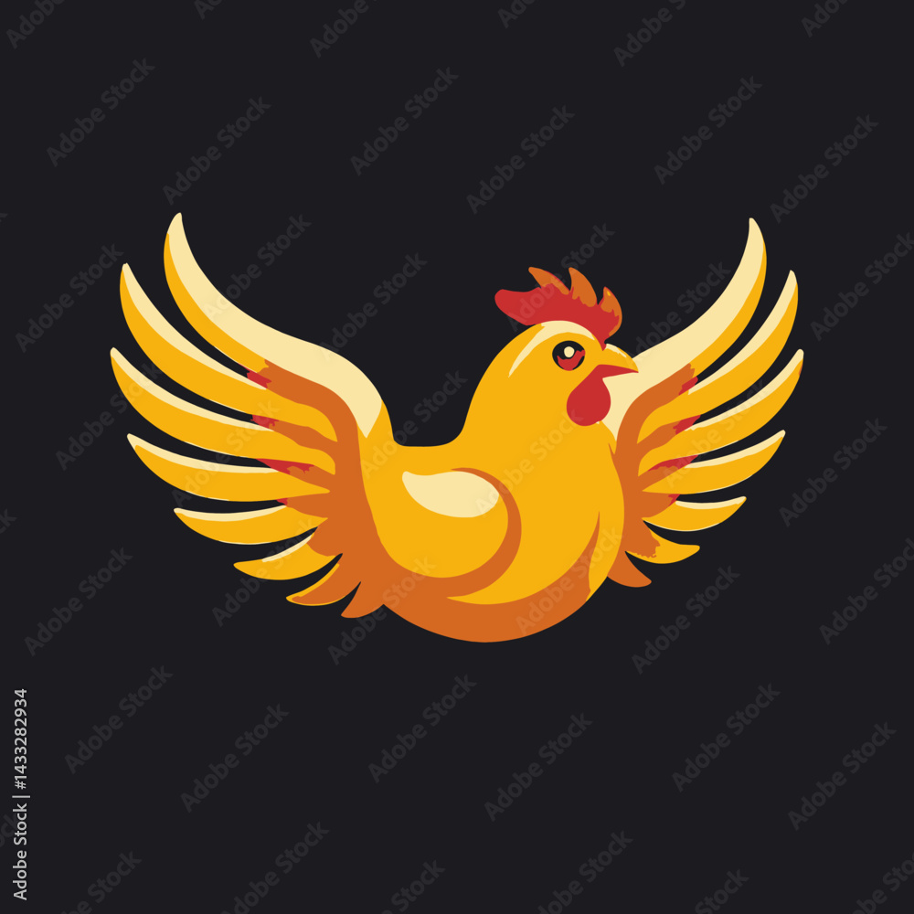 Fototapeta premium Flying_Chicken_Logo_Design_Poultry_Illustration_Hen_Graphic