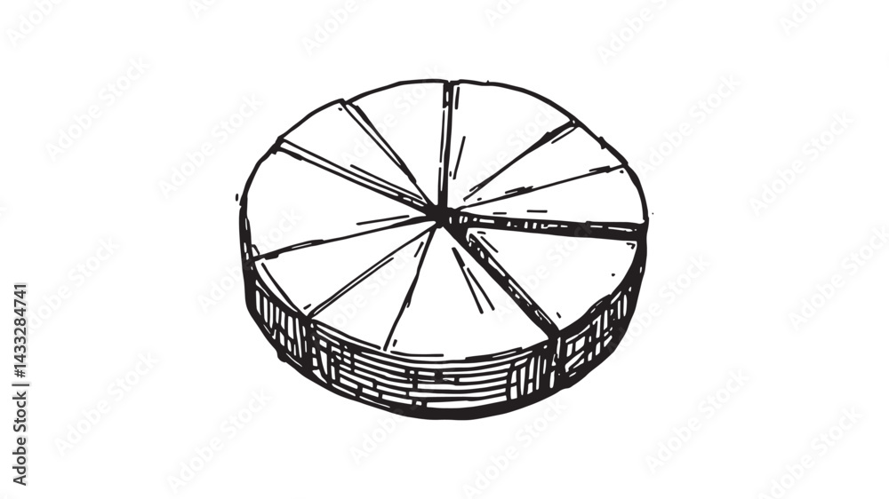 Pie Chart line art illustration showcasing clear breakdown of data sections Pie Chart line art illustration showcasing clear breakdown of data sections