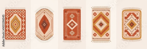 Collection of abstract patterned floor coverings photo