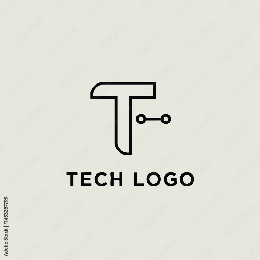 Tech Logo with Letter T and Circuit Element
Tech Logo with Letter T and Circuit Element