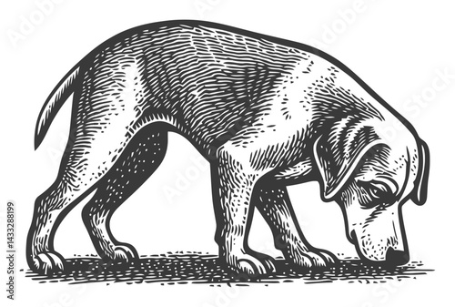 Vintage Dog Illustration in Woodcut Style for Unique Art Projects
