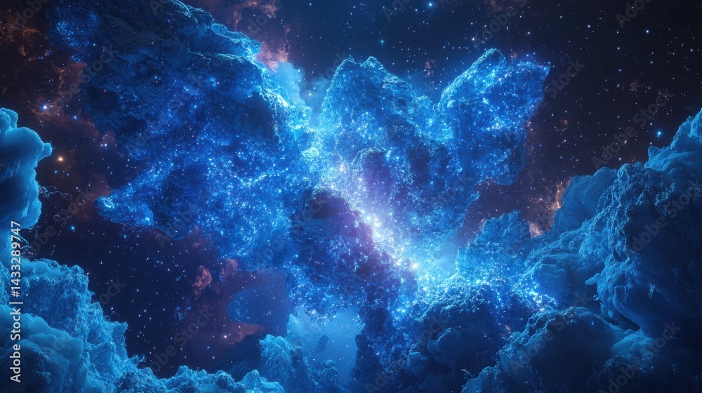 Fototapeta premium Electric Energy Burst with Blue Glowing Plasma