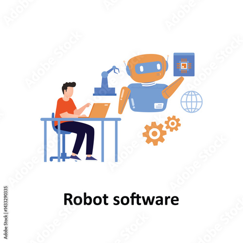 Robot development Vector illustration which can easily modify or edit