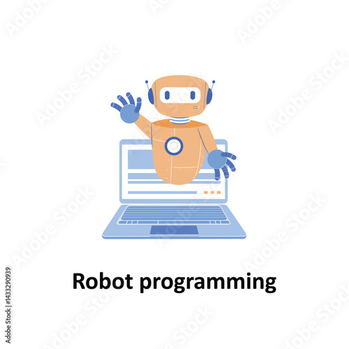  Robot programming Vector illustration which can easily modify or edit
