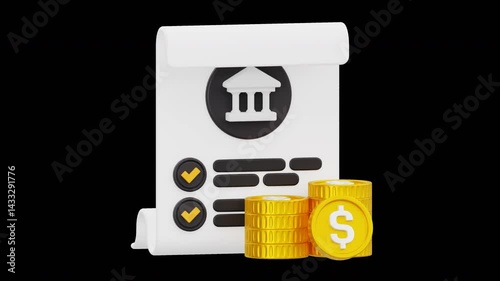 3D Animated Bank Account Statement with Coins