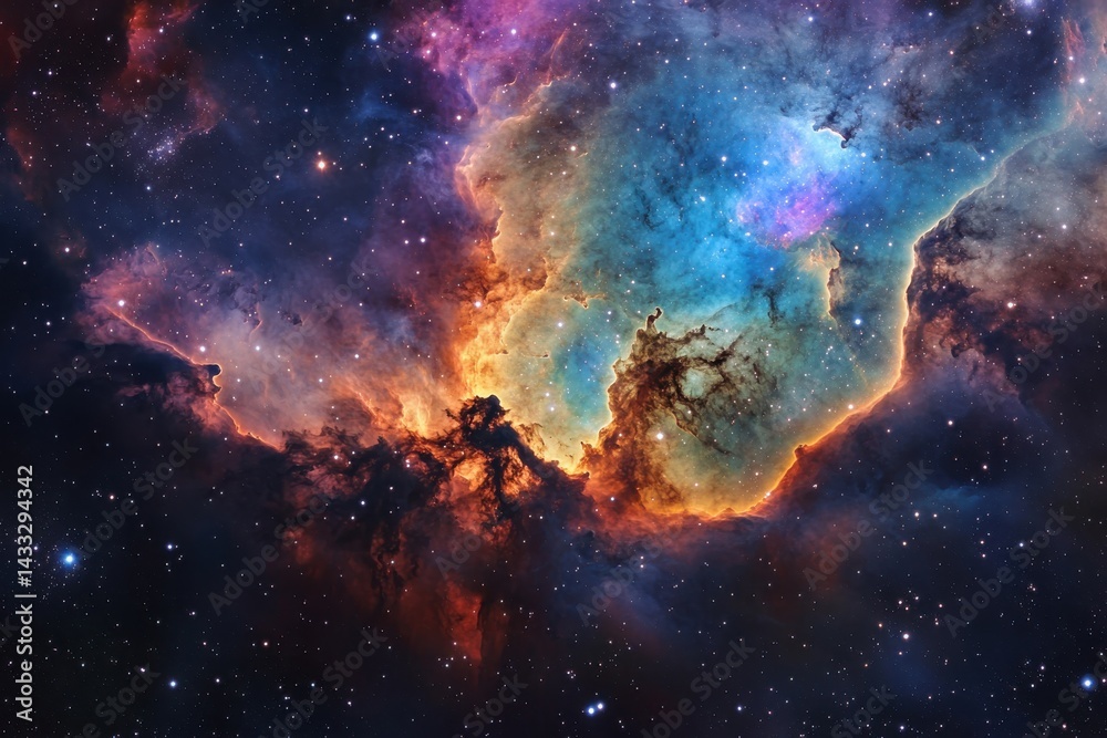 Fototapeta premium Stunning celestial journeys showcasing vibrant nebulae and distant galaxies for cosmic photography enthusiasts and space art aficionados