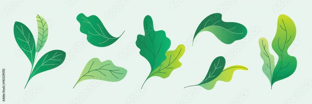 Collection of stylized green leaves