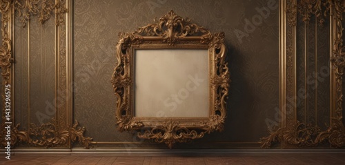 Intricate damask backdrop showcases ornate vintage frames ,  gold,  background,  floral
