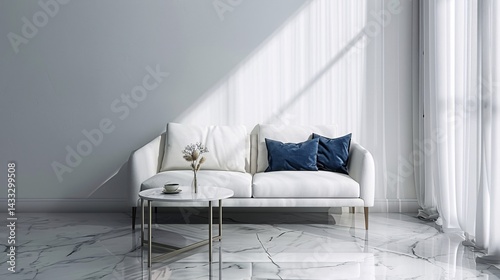 The minimalist European style room Marble floor