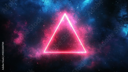 Cosmic Triangle: Neon Geometry in a Nebula