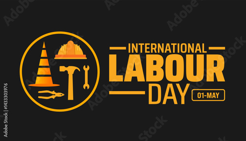 Happy Labour Day background, banner or poster design template. Observed on May 1st. it honors workers' contributions. This bright vector features industrial symbols. we recognize the hard work.