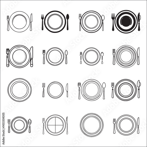 Plate Icon Set Vector Illustration