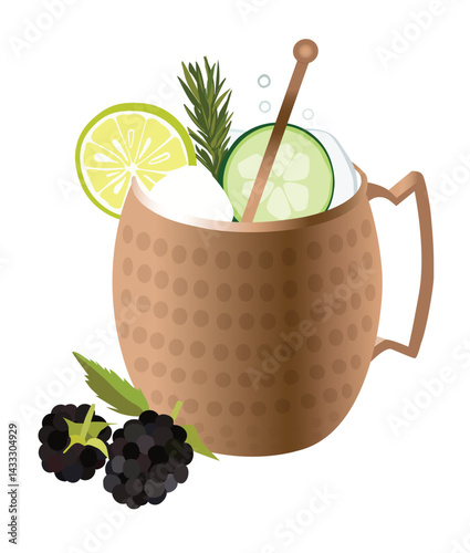 Moscow mule cocktail drink - isolated illustration