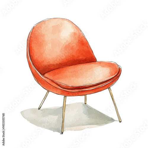 Modern Minimalist Furniture, watercolor vector, isolated on a white background.