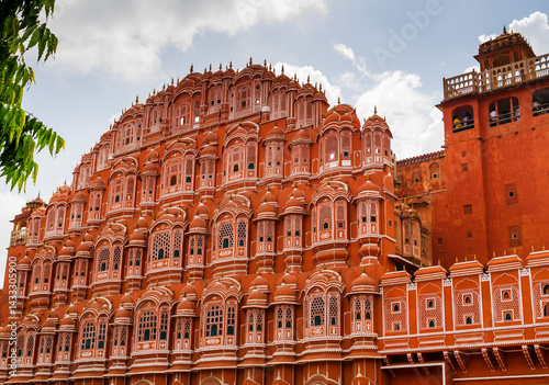 Stunning view of the eastern facade of Hawa Mahal also known as the palace of winds, Jaipur, Rajasthan, India