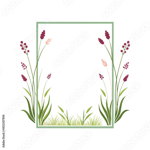 wild grass and flower underline frame