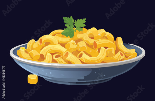 Macaroni Cheese Pasta - Vector Illustration