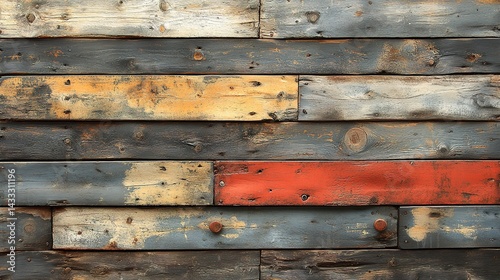 Textured Wood Paneling with Varied Colors and Patina
