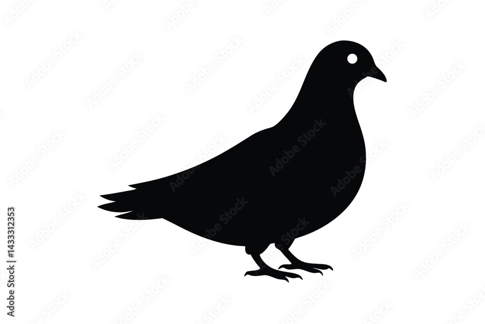 Pigeon Silhouette Black Minimalist Animal Icon Pigeon Silhouette Black Minimalist Animal Icon
