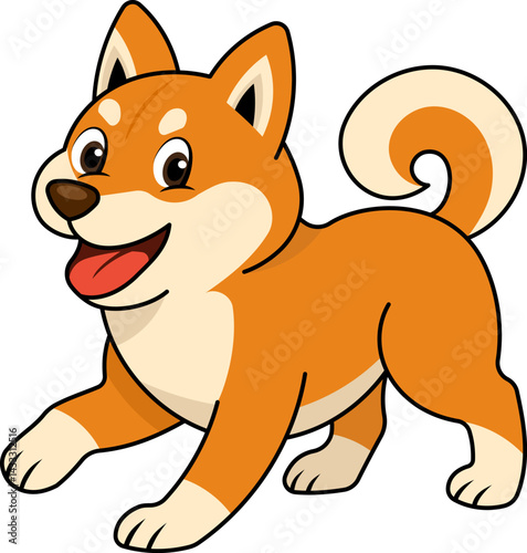 Adorable Shiba Inu Puppy Playful Cartoon Dog Illustration
