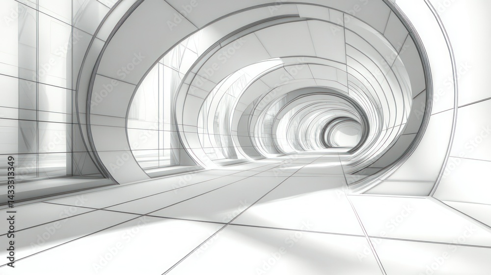 Obraz premium Architecture, tunnel interior, showcasing modern design, empty, and geometric structures, creating abstract perspective.