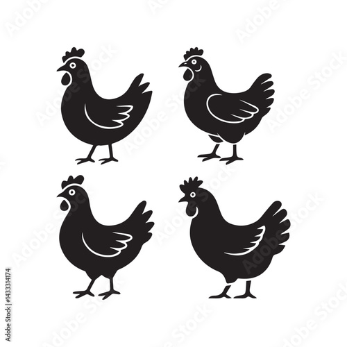 Black Chicken Graphic Vector for Modern Design BUNDLE
