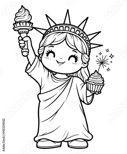 Coloring Page Happy Statue of Liberty