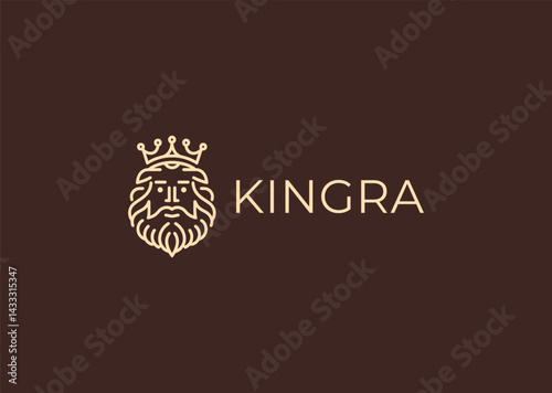 Line art king logo with creative royal character
