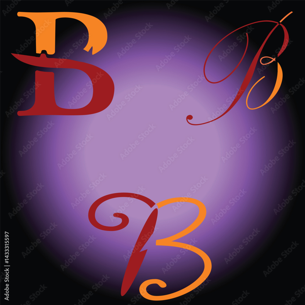 Fototapeta premium Art , Illustration B letter logo in dark and light Beckground.