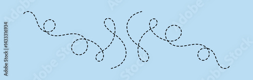 two points with dotted path and location pin. Route location icon two pin sign and dotted line. 
