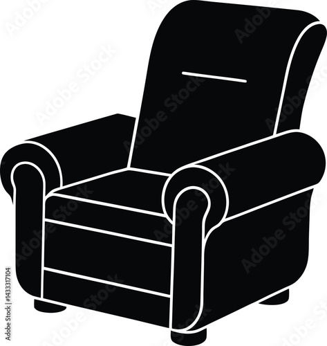 black leather armchair isolated