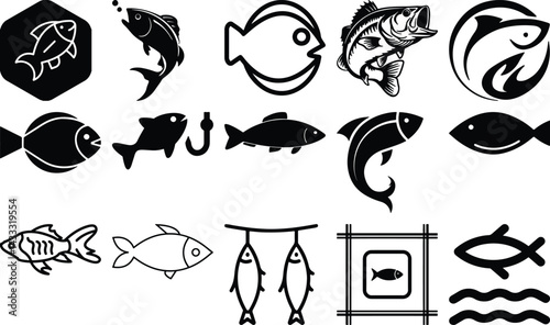 Fish Bundel   simple icon. Vector ICON all icon Viktor