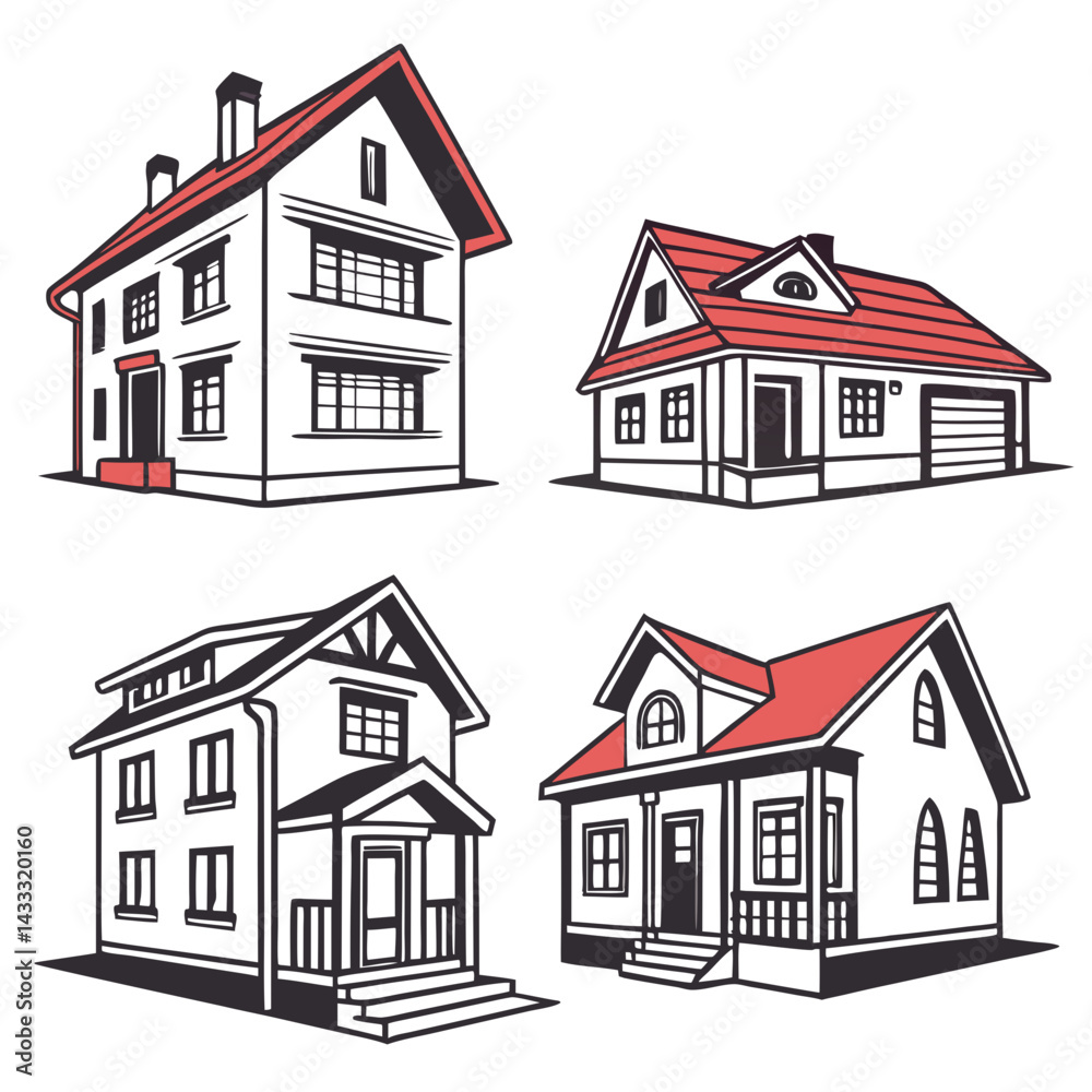 Fototapeta premium houses set vectors