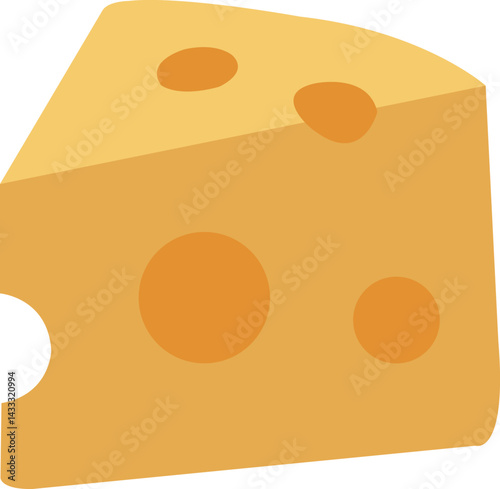 Flat Style Cheese Illustration with Holes 