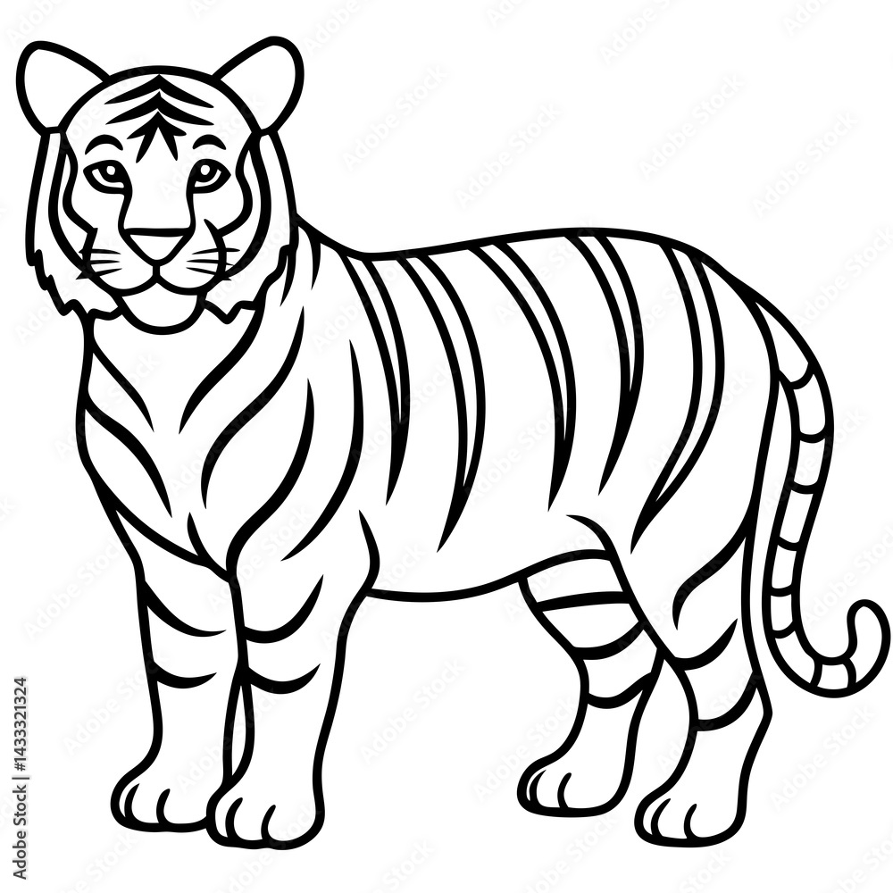 Fototapeta premium Minimalist Tiger Line Art