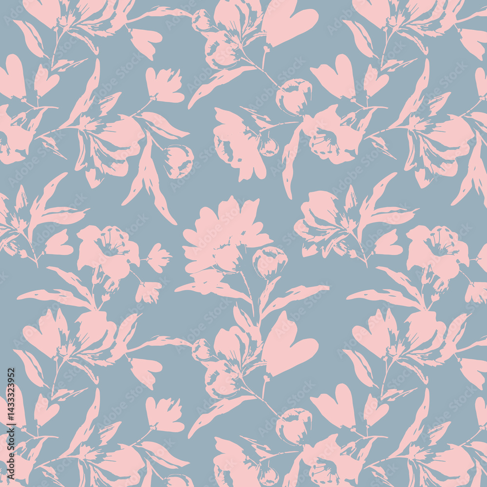silhouette meadow flowers seamless pattern, Retro style design for fashion , fabric, web, wallpaper ,wrapping and all prints on vintage background
