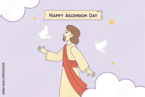 Jesus Christ Ascension day vector art concept illustration