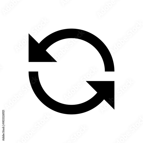 Illustration of a black circular arrow with arrowheads at both ends indicating a continuous loop process