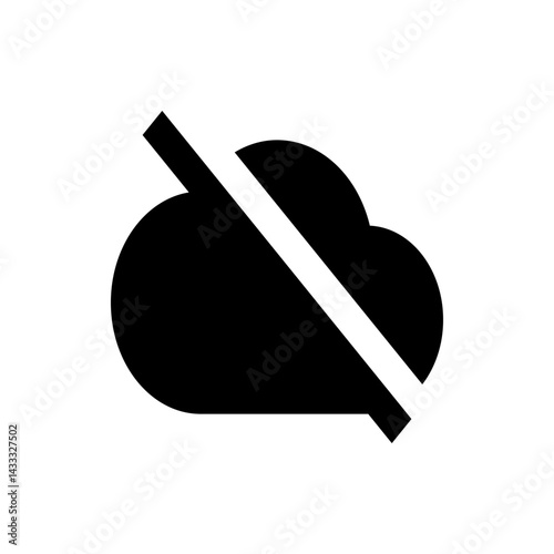 Black cloud with a diagonal line through it indicating a disconnection or error in cloud services usage