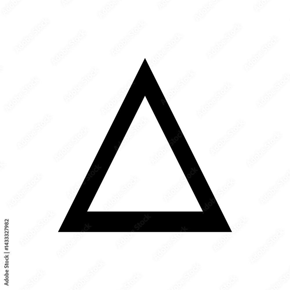 A simple geometric shape featuring a black outlined triangle centered on a white background plain design A simple geometric shape featuring a black outlined triangle centered on a white background plain design