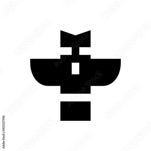 Abstract totem pole design with geometric shapes in black and white minimalist style illustration art work