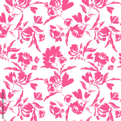 silhouette meadow flowers seamless pattern, Retro style design for fashion , fabric, web, wallpaper ,wrapping and all prints on vintage background
